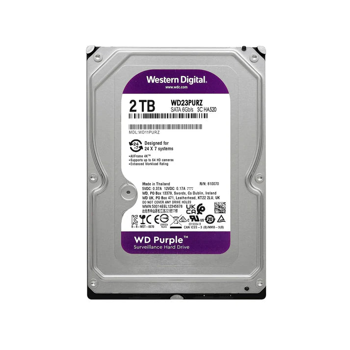 Disco Duro 2TB Western Digital Purple Videovigilancia 24/7 - WD23PURZ
