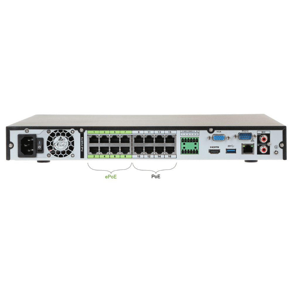 Grabador NVR Dahua® 16CH 16POE - NVR5216-16P-4KS2E