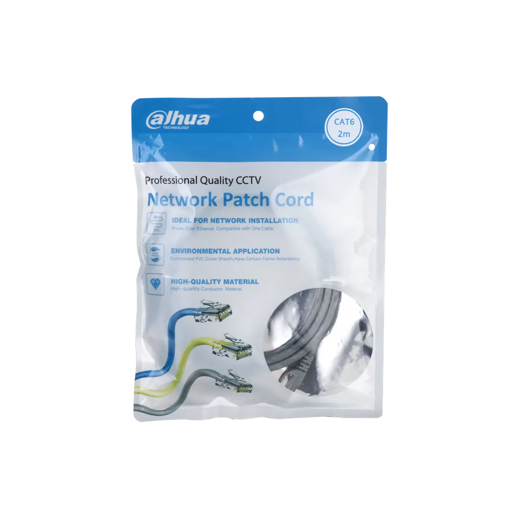 Cable Patch Cord Dahua® Cat6 2 Metros 24AWG Gris
