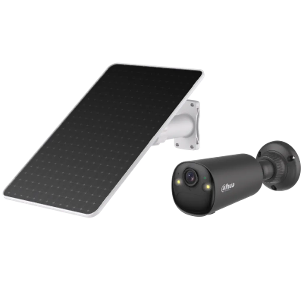 Cámara Wifi Bullet Dahua® 4MP 2.1mm Panel Solar 8W Detección Alarma Audio Mic AOV