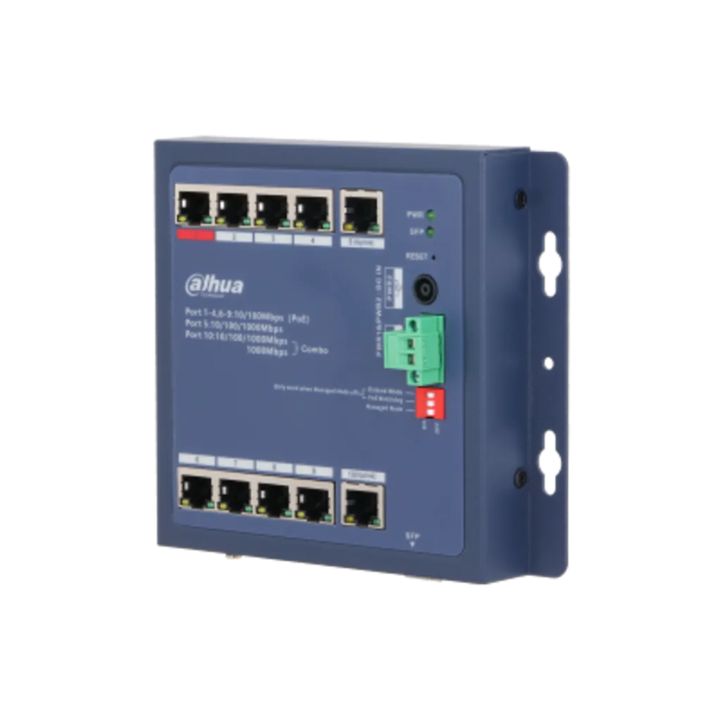 Switch Industrial Administrable Dahua® 8 Puertos PoE 10/100 2Uplink 1000 1SFP