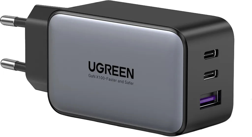Cargador Rapido Ugreen 65W GaN Tech. 2 puertos USB-C. 1 puertos USB-A - CD244