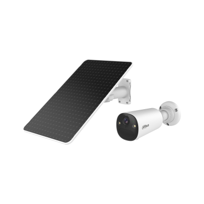 Cámara Wifi Bullet Dahua® 8MP 2.1mm Panel Solar 8W Detección Alarm Audio Mic AOV