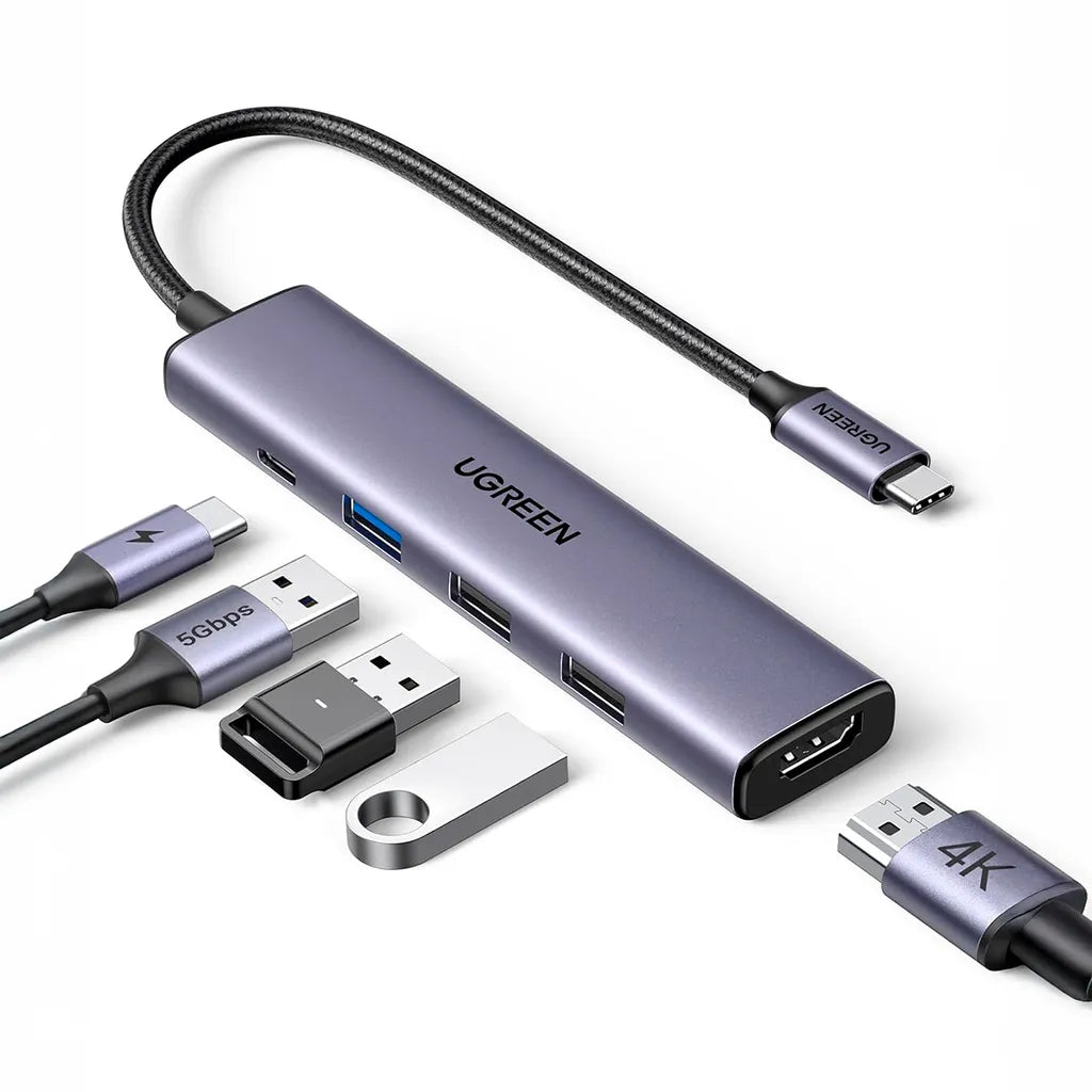 Hub Multipuerto Ugreen Entradas 3 USB 3.0, 1 HDMI 4K, 1 USB-C PD 100W