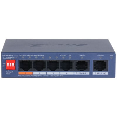Switch Dahua® Administrable 4 Puertos PoE - DH-CS4006-4GT-60