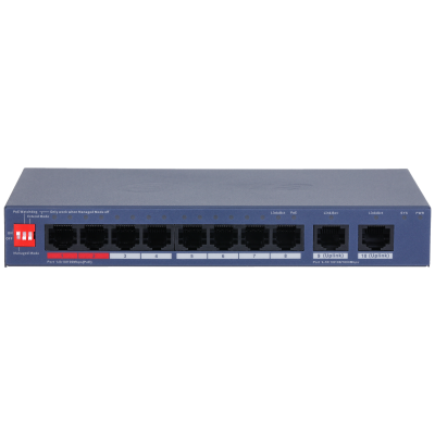 Switch Dahua® Administrable 8 Puertos Poe 110W 100Mbps 2x1Gbps Uplink - DH-CS4010-8ET2GT-110
