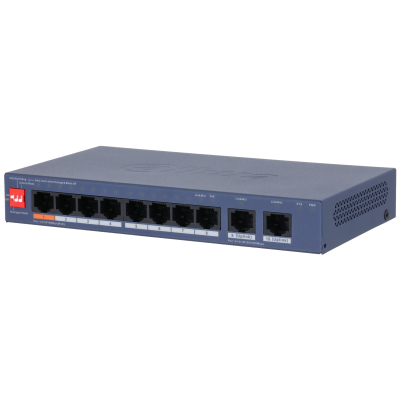 Switch Dahua® Administrable 8 Puertos PoE 2 Puertos Gigabit para Uplink - DH-CS4010-8ET2GT-60