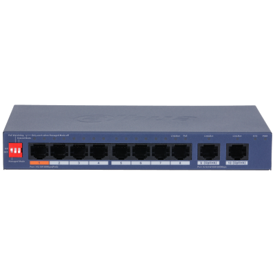 Switch Dahua® Administrable 8 Puertos PoE 2 Puertos Gigabit para Uplink - DH-CS4010-8ET2GT-60