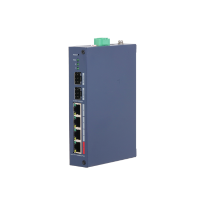 Switch Industrial Administrable Dahua® 4 Puertos Poe 10/100 2 SFP 1000Mbps IP30 - DH-CHS4206-4ET-90