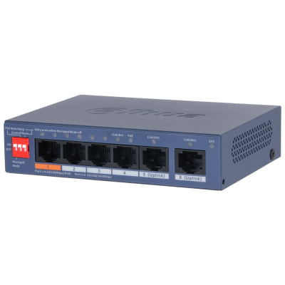 Switch Dahua® Administrable 6 Puertos 4 Puertos PoE 60W - DH-CS4006-4ET2GT-60