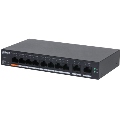 Switch Dahua® Administrable 8 Puertos PoE 10/100 Mbps 2 puertos Uplink 10/100/1000 60W - DH-CS4010-8ET-60