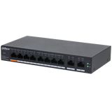 Switch Dahua® Administrable 8 Puertos PoE 10/100 Mbps 2 puertos Uplink 10/100/1000 60W - DH-CS4010-8ET-60