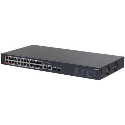 Switch Dahua® Administrable 24 Puertos PoE 10/100Mbps 2 Uplink 2 SFP 375W