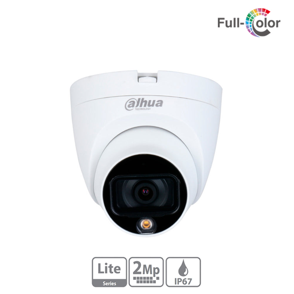 Cámara  Domo HDCVI Dahua® 2MP 2.8mm LED20 IP67 FullColor - DH-HAC-HDW1209TLQN-LED