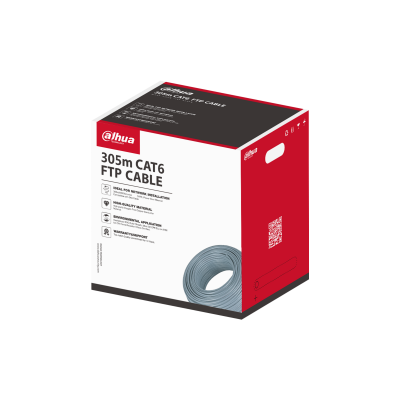 Cable FTP Cat6 Dahua® 305 mts 100% Cobre Color Gris - DH-PFM920I-6F-C