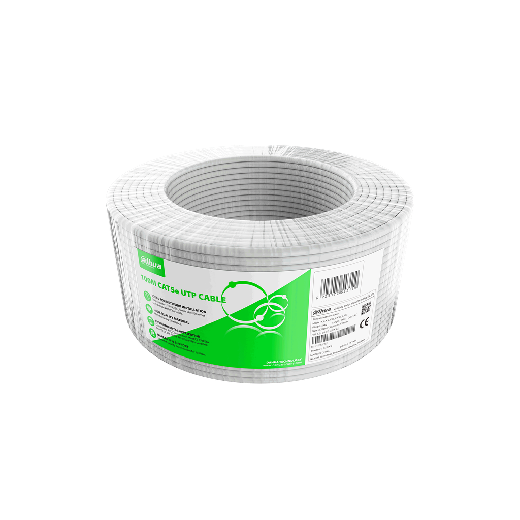 Cable UTP Cat5 Dahua® Aleación 100 Mts Blanco - DH-PFM922I-5EUN-C-100