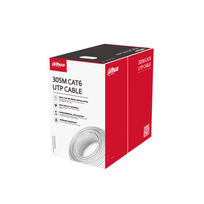 Cable UTP CAT6 Dahua® Libre de Alógeno (LSZH) Clase CPR E 305Metros Blanco - DH-PFM923I-6UN-C