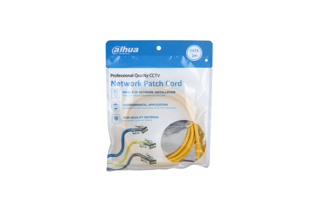 Cable Patch Cord Dahua® Cat6 2 Metros 24AWG Amarillo