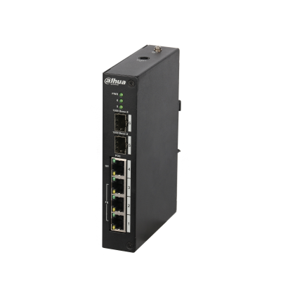 Switch Dahua® 4 Poe Industrial No Administrable 3x100Mbps 1x1Gbps 2xSFP - DH-PFS3206-4P-96