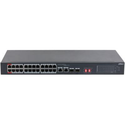 Switch Dahua® No Administrable 26 Puertos 24PoE 24P 10/100 2P 10/100/1000 2P SFP - DH-S3226-24ET-240