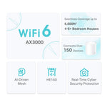 Pack 2 Router WiFi 6 Home Mesh AX3000 doble banda MU-MIMO 2x2 3 puertos 1Gb - Deco X50(2-pack)