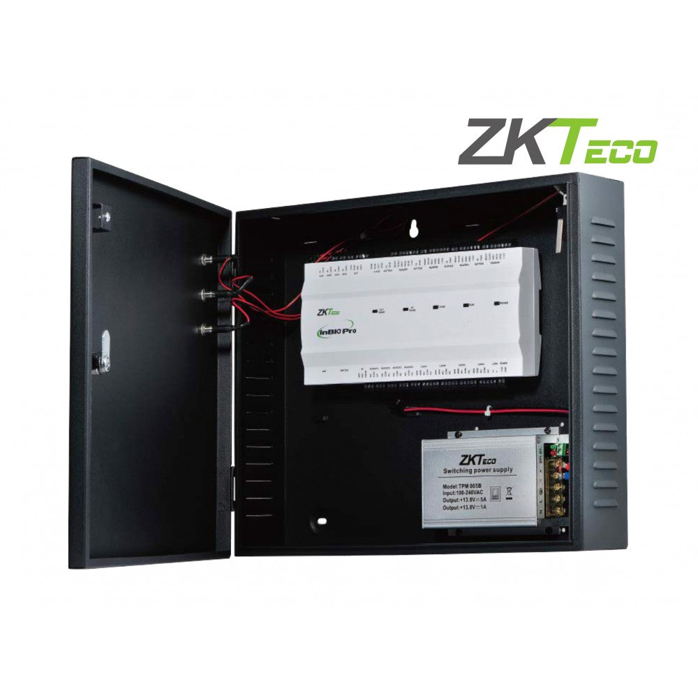 Controlador de Acceso ZKTeco 2 Puertas con Gabinete y Fuente de Poder - InBio260-Pro-Plus-Package-B