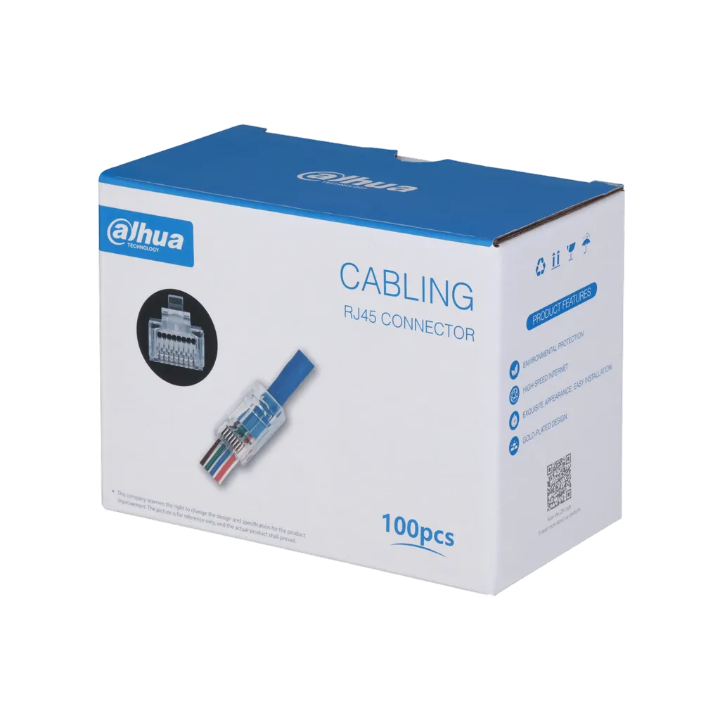 Conector RJ-45 Dahua® Cat6 Pass Through Caja 100 Unidades - DH-PFM976-630-PT