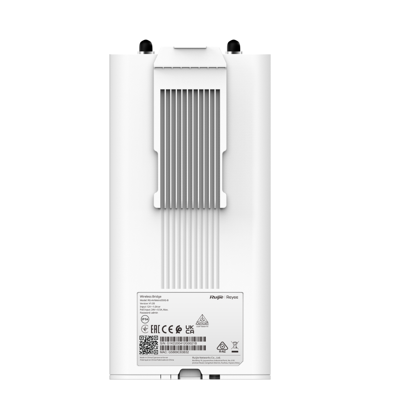 Estación Base Reyee para Antenas Sectoriales (RG-ANT16S-120/ANT20S-90/ANT13-360) - RG-AirMetro550G-B