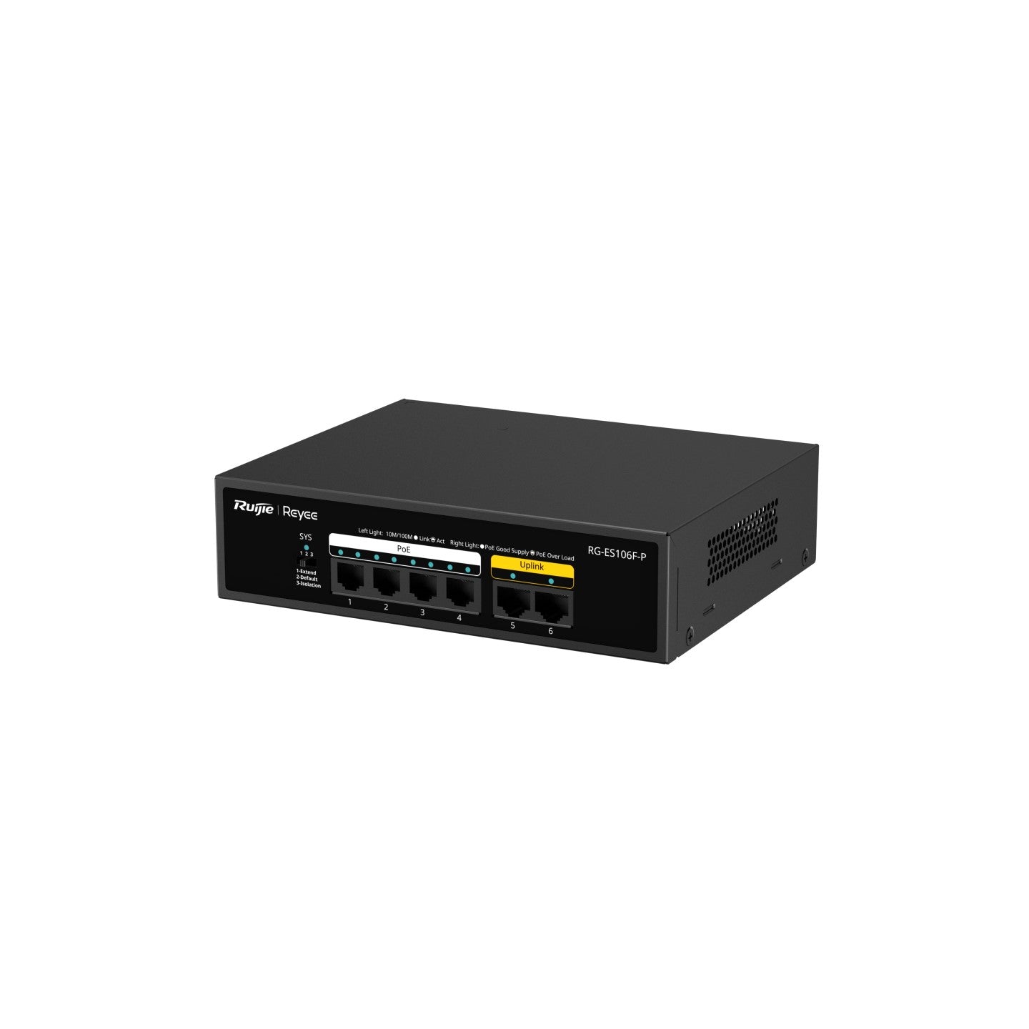 Switch No Administrable REYEE 4 Puertos 10/100 PoE 54W 2 Puertos 10/100 - RG-ES106F-P