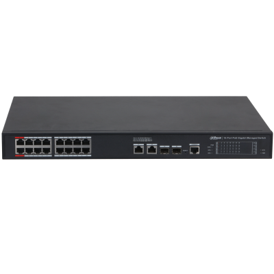 Switch Dahua® 16 Puertos Poe Gigaethernet 2 Puertos SFP 1GB - DH-S4220-16GT-190