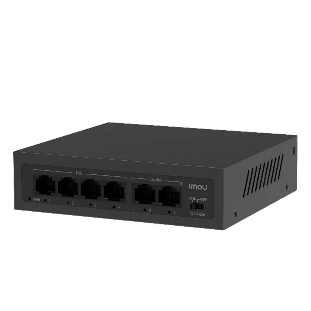 Switch PoE Imou® 6 Puertos 4 PoE 10/100M 2 Puertos Uplin 10/100M 45W 250M