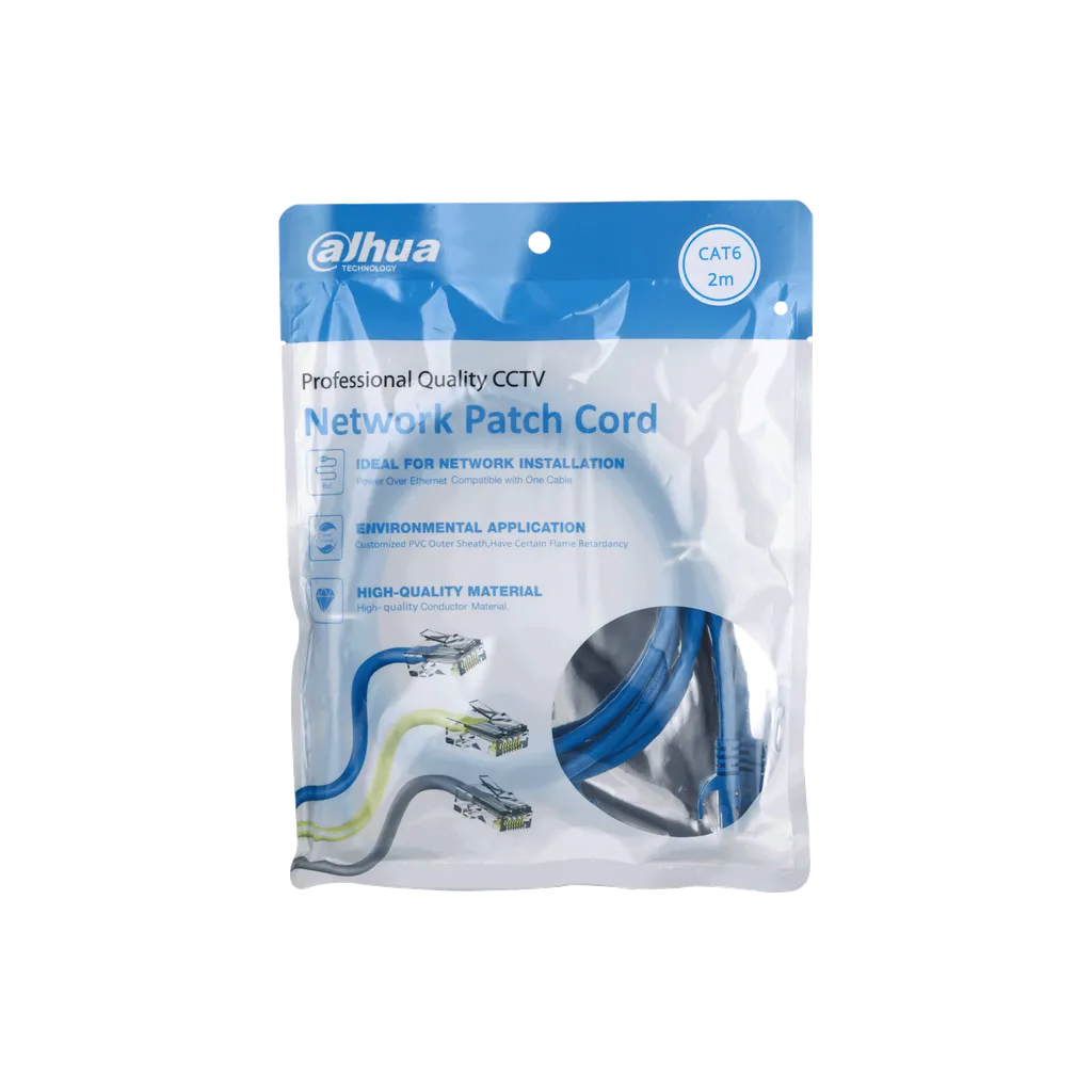 Cable Patch Cord Dahua® Cat6 2 Metros 24AWG Azul