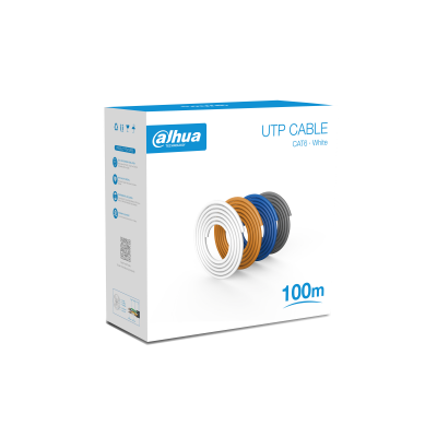 Cable UTP Cat6 Dahua® Interior Rollo 100mt 100% Cobre Blanco - DH-PFM920I-6UN-C-100