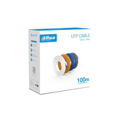 Cable UTP Cat5e Dahua®  Interior Rollo 100mt 100% Cobre Blanco - DH-PFM920I-5EU-U-100